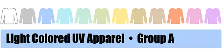 Link to Light colored UV apparel style list and Prices