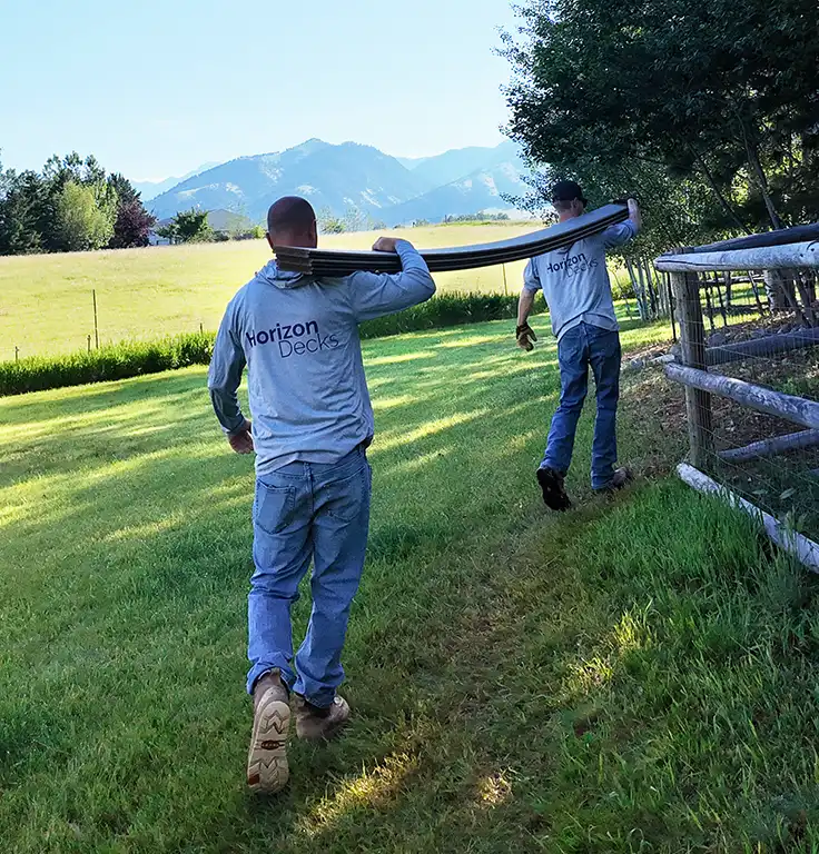 Horizon Decks in Montana use sun protection shirts for their outdoor crew.