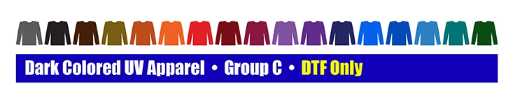 Click to see style options for Dark color UV apparel group C
