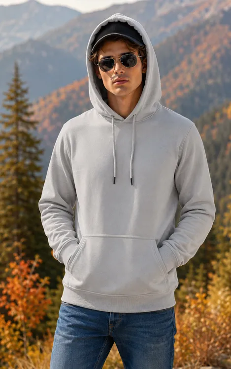 Mens hooded sweatshirt premium 7.5oz Polyester Fleece
